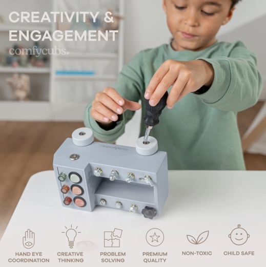 Comfy Cubs Busy Board LKW – LED Lichtschalter & 9 Motorik-Spiele (ab 3 Jahren)
