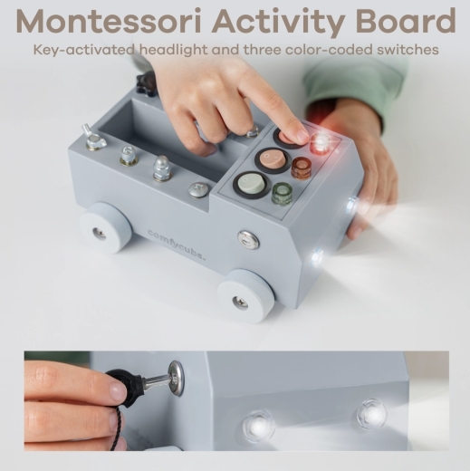 Comfy Cubs Busy Board LKW – LED Lichtschalter & 9 Motorik-Spiele (ab 3 Jahren)