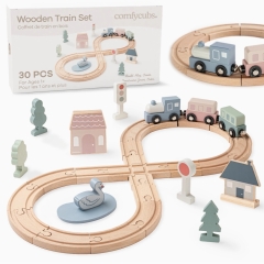 Holzeisenbahn-Set 30-Teilig für Kleinkinder ab 1 Jahr